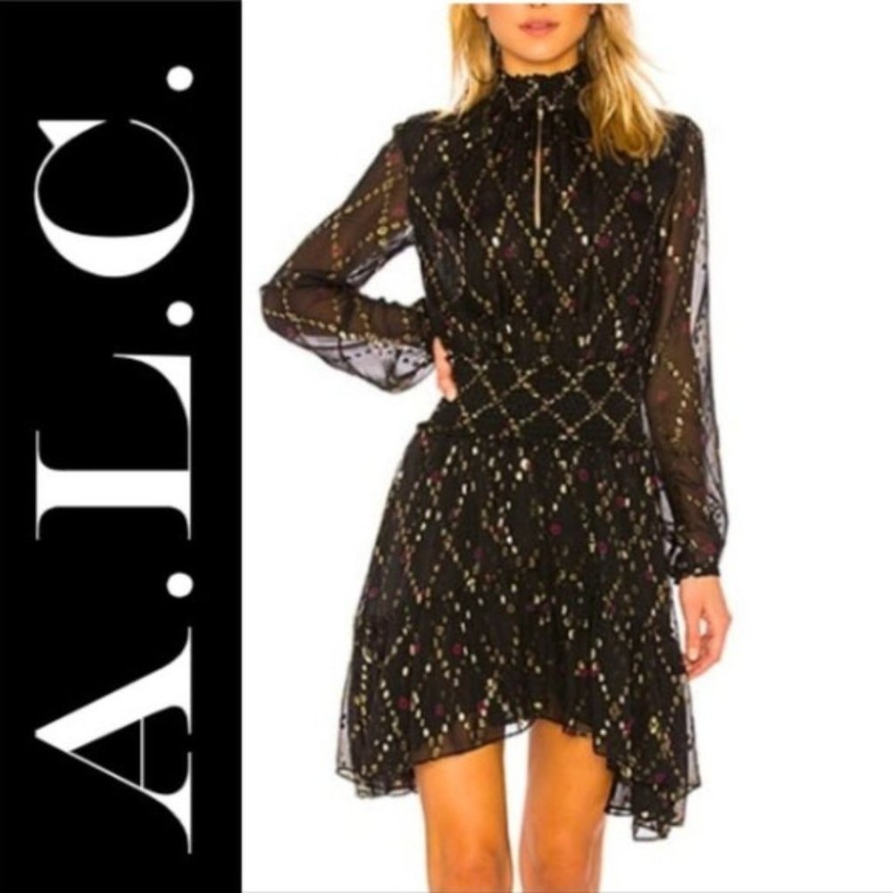 A.L.C. TULA SILK BLEND DRESS IN BLACK MULTI 4​